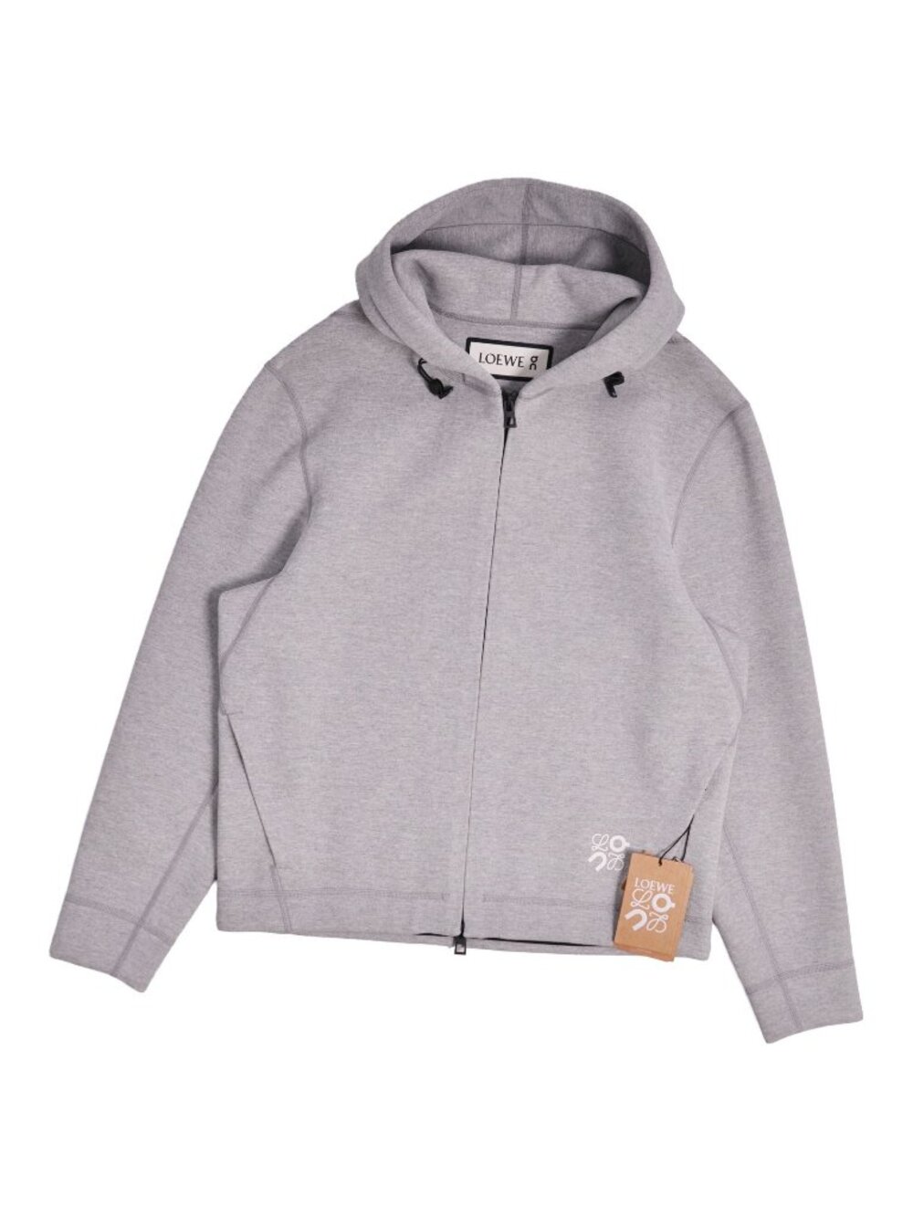 Loewe on Hoodie Sweatshirt Zip-up Long Sleeve Top Polyester Gray S